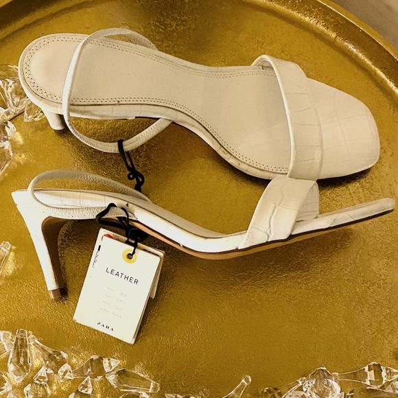 Zara Leather Heeled Sandals - Picture 3 of 6